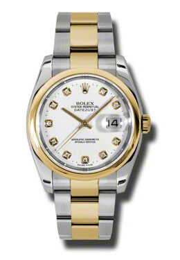Rolex Datejust 36 White Dial Stainless Steel and 18K Yellow Gold Oyster Bracelet Automatic Men's Watch #116203WDO - Watches of America