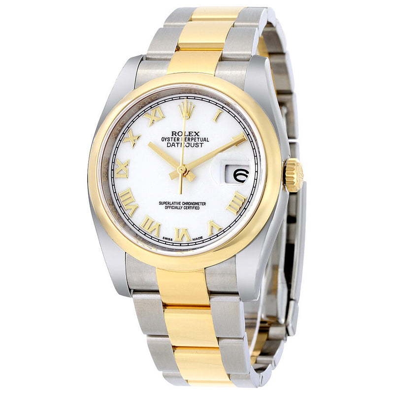 Rolex Datejust 36 White Dial Stainless Steel and 18K Yellow Gold Oyster Bracelet Automatic Men's Watch #116203WRO - Watches of America