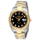 Rolex Datejust 41 Black Dial Diamond Steel and 18K Yellow Gold Oyster Men's Watch #12633BKDO - Watches of America