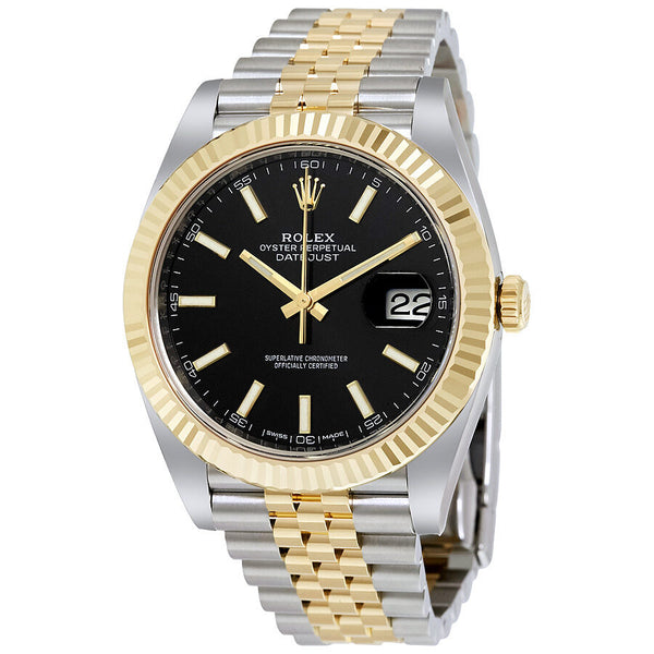 Rolex Datejust 41 Black Dial Steel and 18K Yellow Gold Jubilee Men's Watch #126333BKSJ - Watches of America