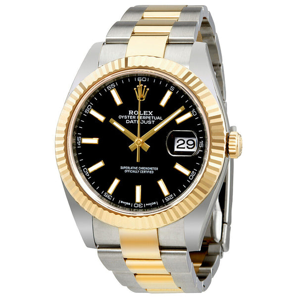 Rolex Datejust 41 Black Dial Steel and 18K Yellow Gold Oyster Men's Watch 12633BKSO#126333BKSO - Watches of America