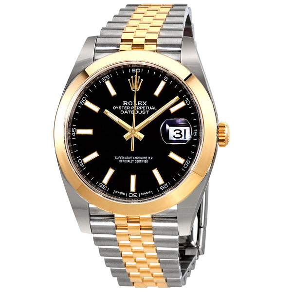 Rolex Datejust 41 Black Dial Steel and 18K Yellow Gold Jubilee Bracelet Men's Watch #126303BKSJ - Watches of America