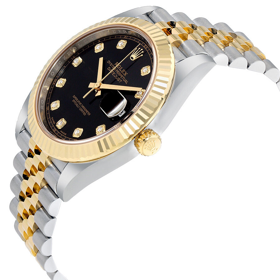 Rolex datejust 41 gold on sale black