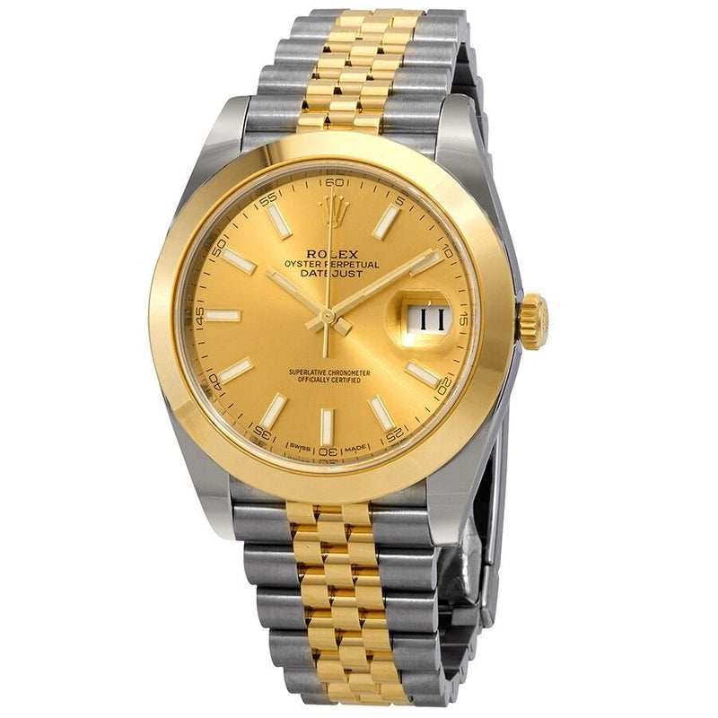 Rolex Datejust 41 Champagne Dial Steel and 18K Yellow Gold Jubilee Bracelet Men's Watch #126303CSJ - Watches of America