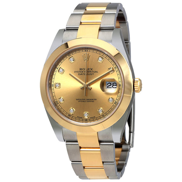 Rolex Datejust 41 Champagne Diamond Dial Steel and 18K Yellow Gold Oyster Men's Watch #126303CDO - Watches of America