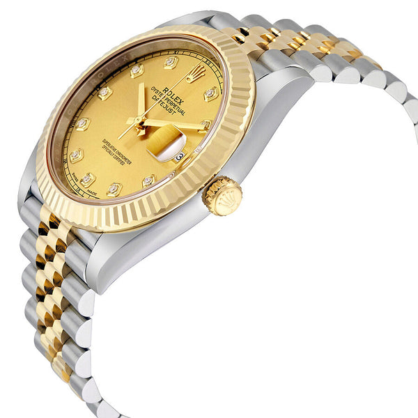 Rolex Datejust 41 Champagne Diamond Steel and 18K Yellow Gold Jubilee Men's Watch #126333CDJ - Watches of America #2