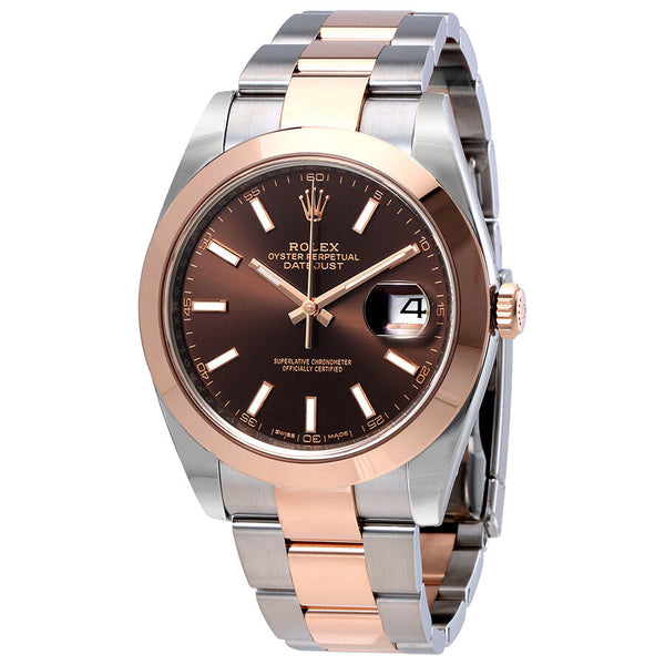 Rolex Datejust 41 Chocolate Brown Dial Steel and 18K Rose Gold Men's Watch 126301CHSO#116589 SALV8RUBY - Watches of America