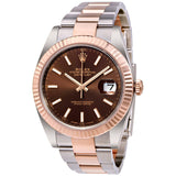 Rolex Datejust 41 Chocolate Dial Steel and 18K Everose Gold Men's Watch #126331CHSO - Watches of America