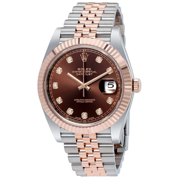 Rolex Datejust 41 Chocolate Diamond Dial Steel and 18K Everose Gold Jubilee Men's Watch #126331CHDJ - Watches of America