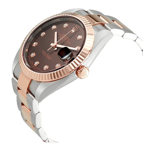 Rolex Datejust 41 Chocolate Diamond Dial Steel and 18K Everose Gold Oyster Men's Watch #126331CHDO - Watches of America #2