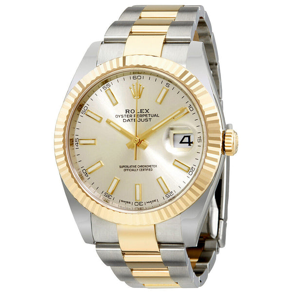 Rolex Datejust 41 Silver Dial Steel and 18K Yellow Gold Oyster Men's Watch #12633SSO - Watches of America