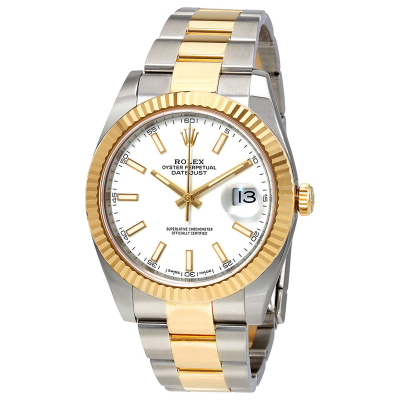 Rolex Datejust 41 White Dial Steel and 18K Yellow Gold Oyster Men's Watch #126333WSO - Watches of America
