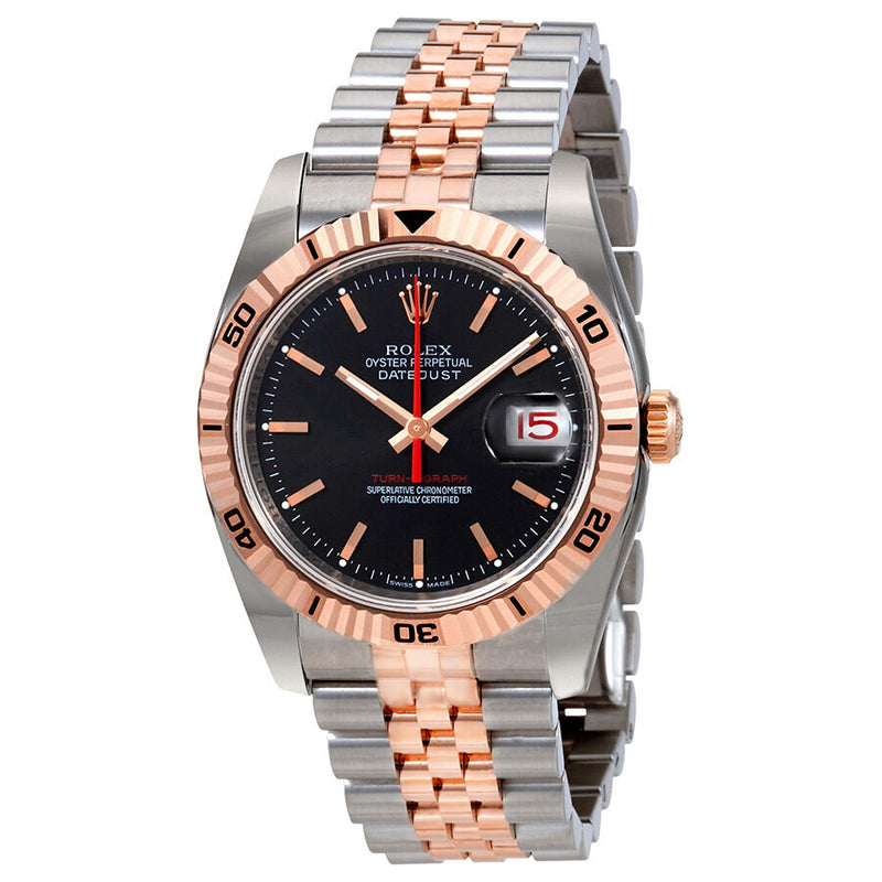 Rolex Datejust Automatic Black Dial Pink Gold and Stainless Steel Men's Watch #116261BKSJ - Watches of America