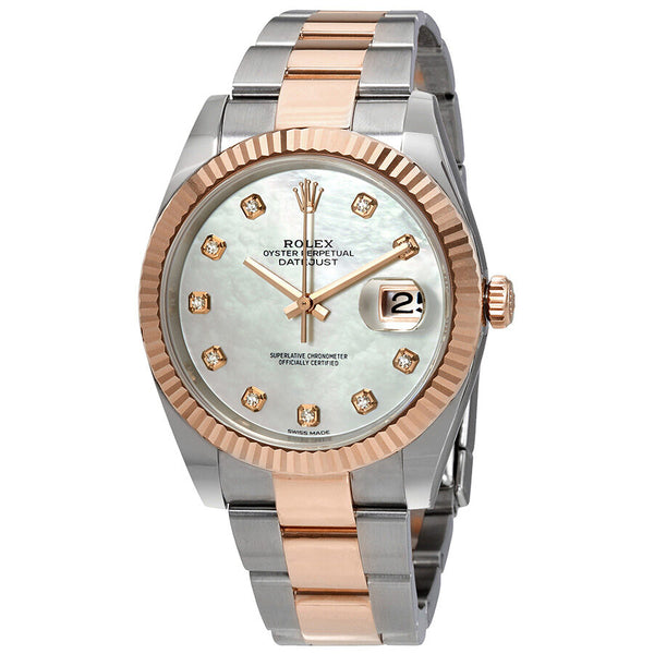 Rolex Datejust Automatic Diamond Men's Steel and 18ct Everose Gold Oyster Watch #126331MDO - Watches of America