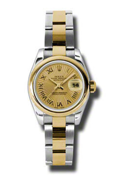 Rolex Datejust Automatic Stainless Steel 18kt Yellow Gold Oyster Ladies Watch #179163CSBRO - Watches of America