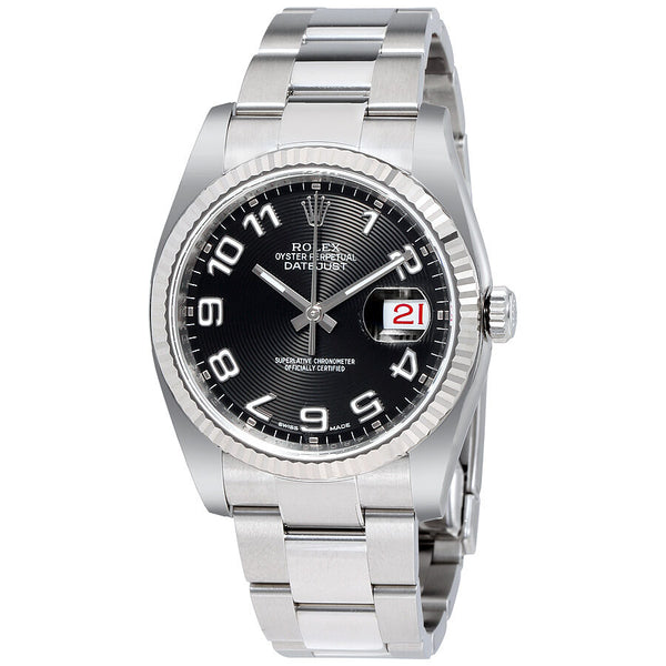 Rolex Datejust Black Concentric Dial Steel and 18K White Gold Men's Watch #116234BKCAO - Watches of America