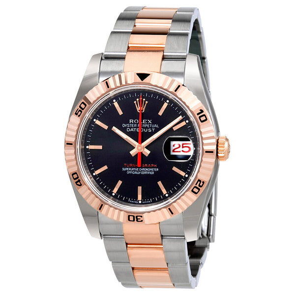 Rolex Datejust Black Dial Automatic Pink Gold and Stainless Steel Men's Watch #116261BKSO - Watches of America