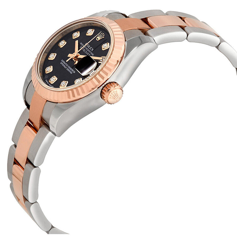 Rolex Datejust Black Dial Diamond Steel and 18K Everose Gold Ladies Watch #179171BKDO - Watches of America #2