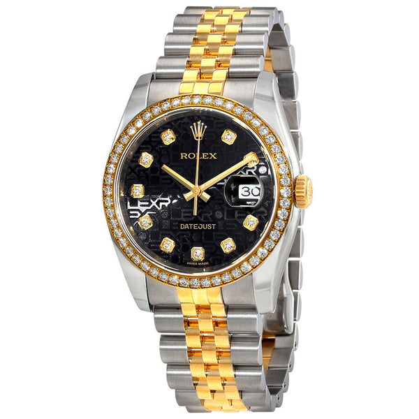 Rolex Datejust Black Dial Ladies 18 Carat Yellow Gold and Stainless Steel Watch #116243BKJDJ - Watches of America