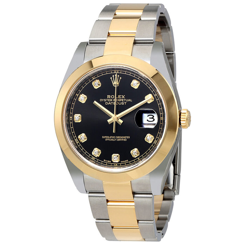 Rolex Datejust Black Diamond Dial Steel and 18K Yellow Gold Oyster Men's Watch #126303BKDO - Watches of America