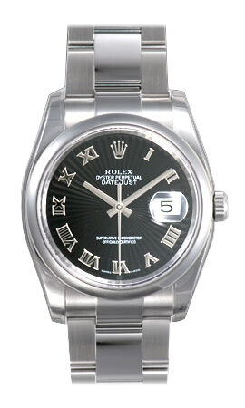 Rolex Datejust 36 Black Sunburst Dial Stainless Steel Oyster Bracelet Automatic Men's Watch 116200BKSBRO#116200-BKSBRO - Watches of America