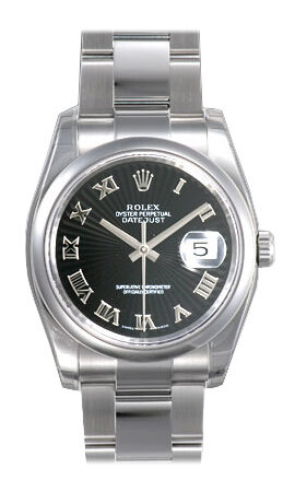 Rolex Datejust 36 Black Sunburst Dial Stainless Steel Oyster Bracelet Automatic Men's Watch 116200BKSBRO#116200-BKSBRO - Watches of America