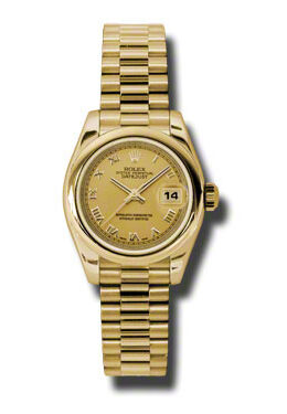 Rolex Datejust Champagne Dial 18K Yellow Gold President Automatic Ladies Watch #179168CRP - Watches of America