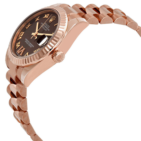 Rolex Datejust Chocolate Dial Automatic Ladies 18kt Everose Gold President Watch #178275CHRDP - Watches of America #2