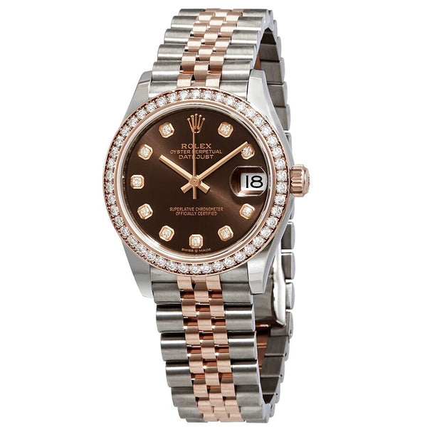 Rolex Datejust Chocolate Dial Automatic Ladies Steel and Everose Gold Jubilee Watch #278381CHDJ - Watches of America