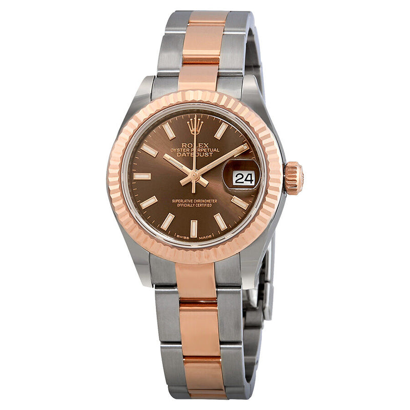 Rolex Datejust Chocolate Dial Ladies Steel and 18K Everose Gold Watch #279171CHSO - Watches of America