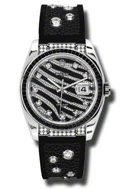 Rolex DaTejust Diamond and Black Sapphire Ladies Watch 1#116199SANR - Watches of America