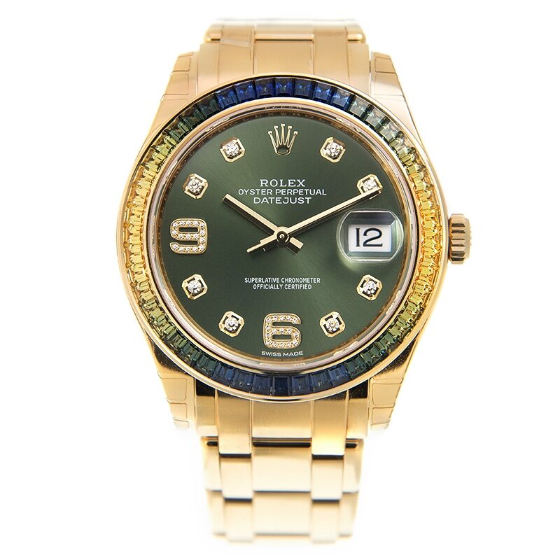 Rolex Datejust Green Diamond Dial 18K Yellow Gold Automatic Watch #86348GNDPM - Watches of America #2