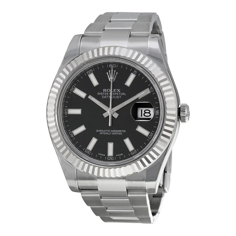 Rolex Datejust II Automatic Black Dial Stainless Steel Oyster Bracelet Men's Watch #116334BKSO - Watches of America