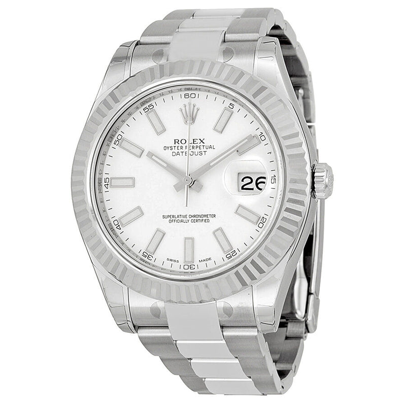 Rolex Datejust II Automatic White Dial Stainless Steel Oyster Bracelet Men's Watch #116334WSO - Watches of America