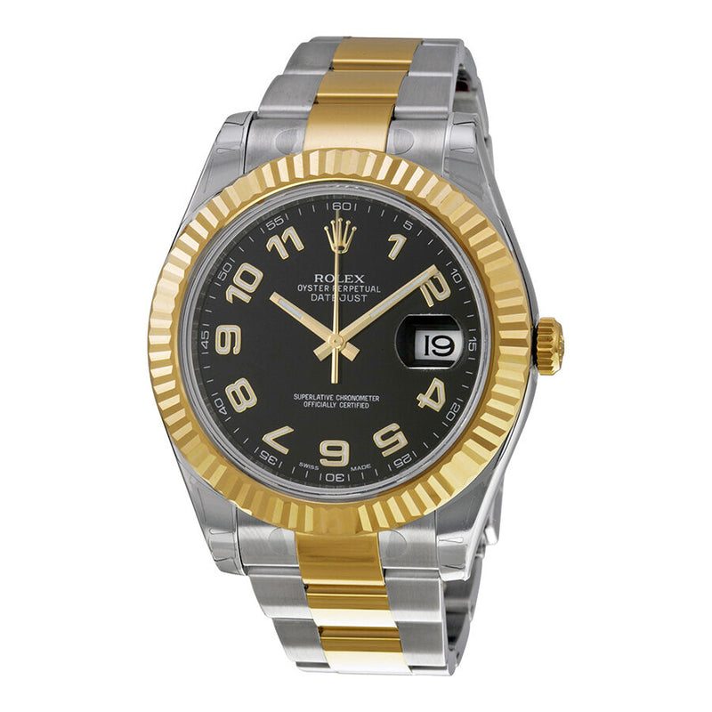 Rolex Datejust II Black Dial Stainless steel and 18K Yellow Gold Oyster Bracelet Automatic Men's Watch #116333BKAO - Watches of America