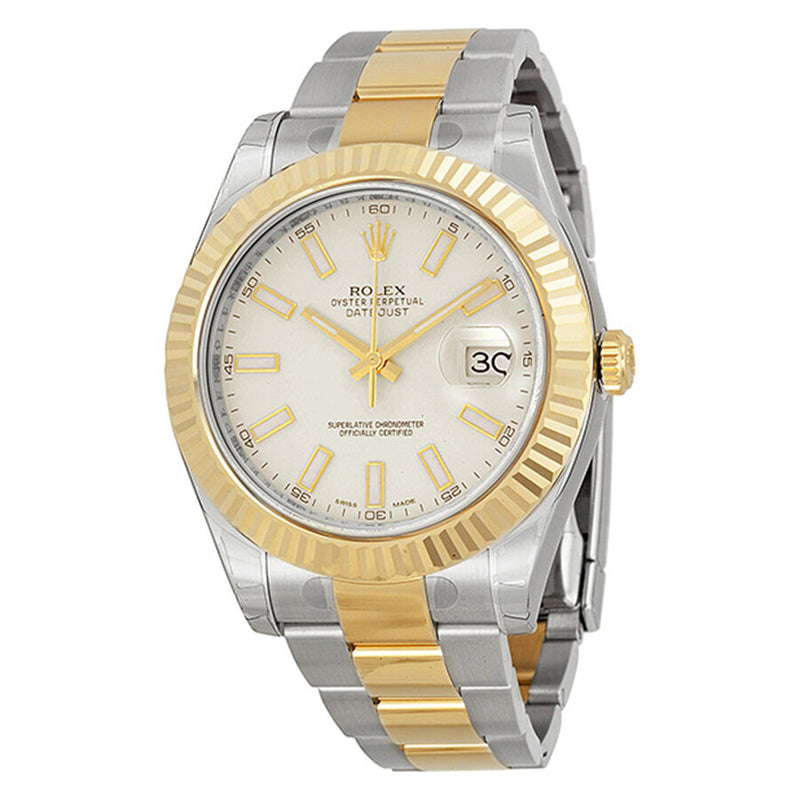 Rolex Datejust II Cream/Ivory Dial Stainless Steel and 18K Yellow Gold Oyster Bracelet Automatic Men's Watch #116333ISO - Watches of America