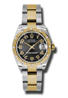 Rolex Datejust Lady 31 Black Concentric Circle Dial Stainless Steel and 18K Yellow Gold Oyster Bracelet Automatic Watch #178343BKCAO - Watches of America