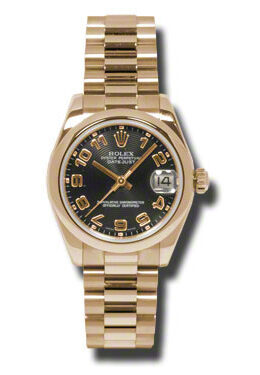 Rolex Datejust Lady 31 Black Dial 18K Everose Gold President Automatic Ladies Watch #178245BKAP - Watches of America