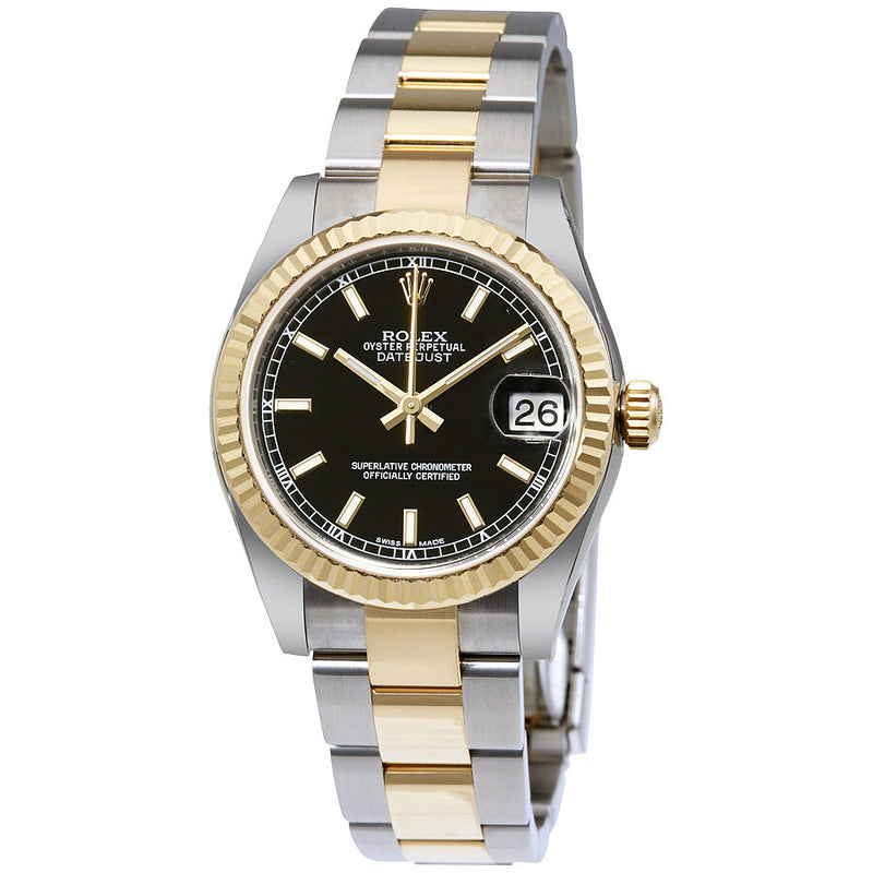 Rolex Datejust Lady 31 Black Dial Stainless Steel and 18K Yellow Gold Oyster Bracelet Automatic Watch #178273BKSO - Watches of America