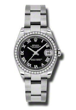 Rolex Datejust Lady 31 Black Dial Stainless Steel Oyster Bracelet Automatic Watch #178384BKRO - Watches of America