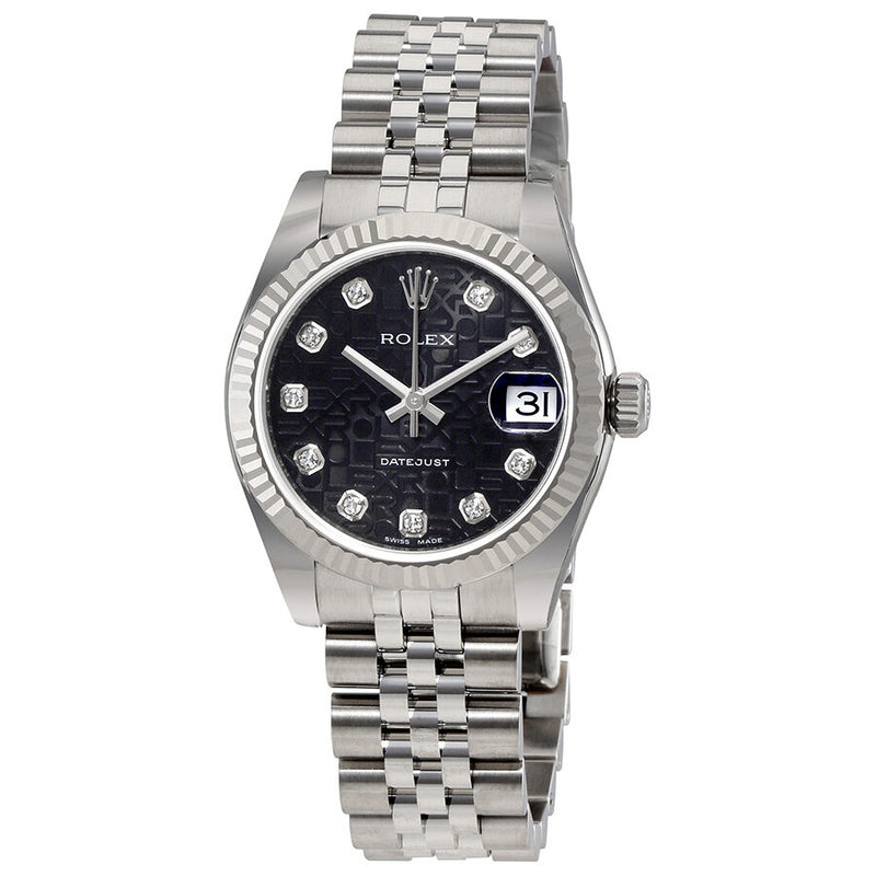 Rolex Datejust Lady 31 Black Jubilee With Diamonds Dial Stainless Steel Jubilee Bracelet Automatic Watch #178274BKJDJ - Watches of America