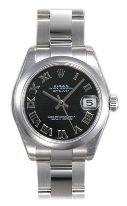 Rolex Datejust Lady 31 Black Sunbeam Dial Stainless Steel Oyster Bracelet Automatic Watch #178240BKSBRO - Watches of America