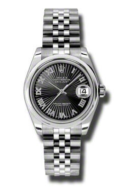 Rolex Datejust Lady 31 Black Sunburst Dial Stainless Steel Jubilee Bracelet Automatic Watch #178240BKSBRJ - Watches of America