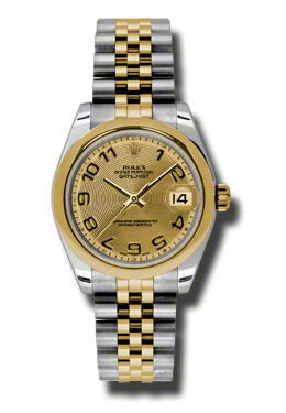 Rolex Datejust Lady 31 Champagne Concentric Circle Dial Stainless Steel and 18K Yellow Gold Jubilee Bracelet Automatic Watch #178243CCAJ - Watches of America