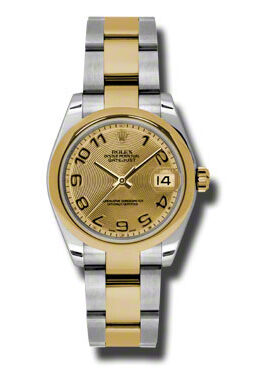 Rolex Datejust Lady 31 Champagne Concentric Circle Dial Stainless Steel and 18K Yellow Gold Oyster Bracelet Automatic Watch #178243CCAO - Watches of America