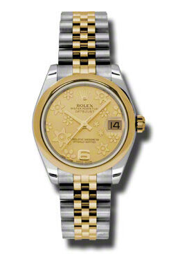 Rolex Datejust Lady 31 Champagne Dial Stainless Steel and 18K Yellow Gold Jubilee Bracelet Automatic Watch #178243CFJ - Watches of America