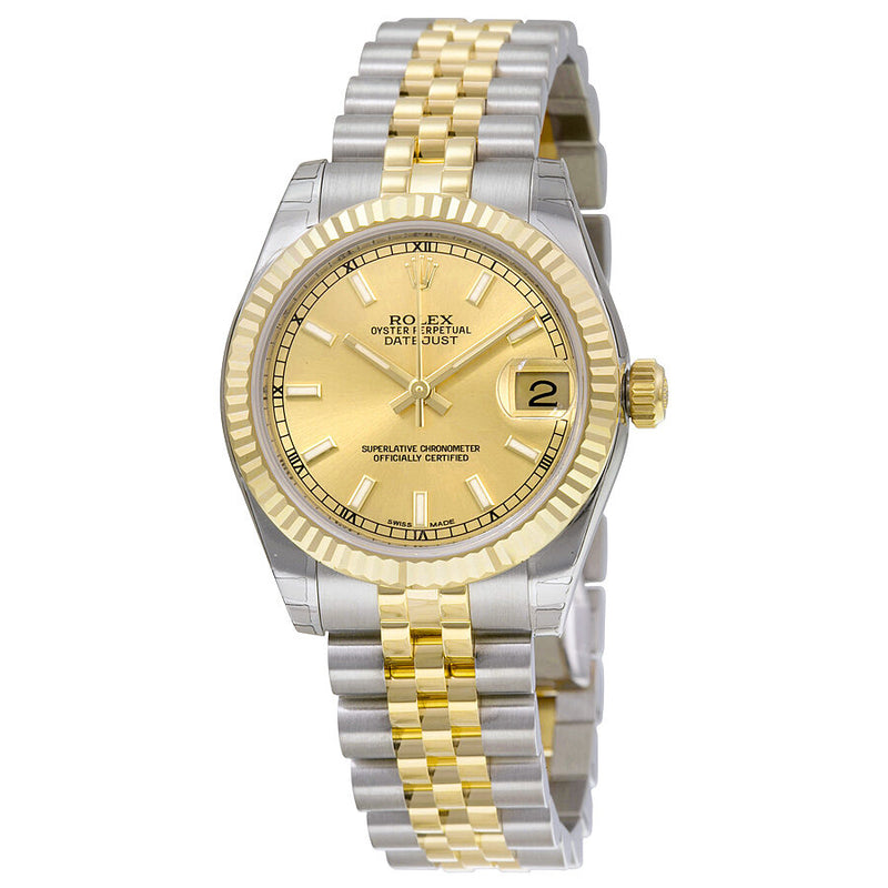Rolex Datejust Lady 31 Champagne Dial Stainless Steel and 18K Yellow Gold Jubilee Bracelet Automatic Watch #178273CSJ - Watches of America