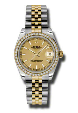 Rolex Datejust Lady 31 Champagne Dial Stainless Steel and 18K Yellow Gold Jubilee Bracelet Automatic Watch #178383CSJ - Watches of America