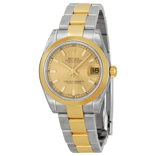 Rolex Datejust Lady 31 Champagne Dial Stainless Steel and 18K Yellow Gold Oyster Bracelet Automatic Watch #178243CSO - Watches of America