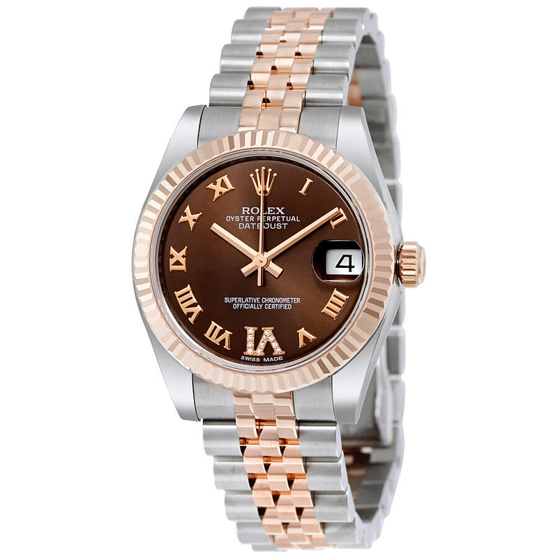 Rolex Datejust Lady 31 Chocolate Brown Dial Stainless Steel and 18K Everose Gold Jubilee Bracelet Automatic Watch #178271CHRDJ - Watches of America